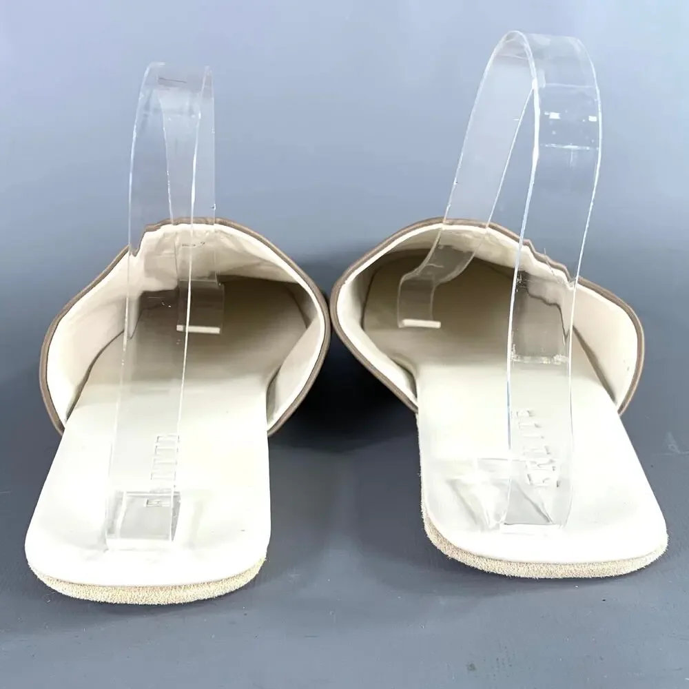 FRETTE Size 9 Grey Taupe Leather Slippers Loafers